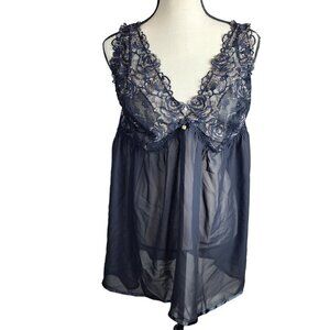 Seriously Sexy by Cacique size 22-24 women 's top black sheer lace lingerie plus